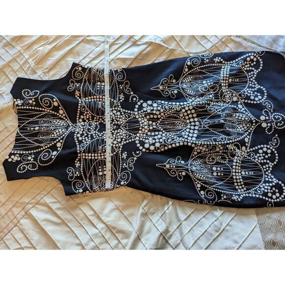 David Meister body con shift dress sz 4 nwot cotton blend knee length printed - Picture 8 of 8